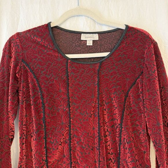 Vintage Red Black Velvet Burnout Top S Whimsigoth Witchy Fairy Holiday Y2K - Picture 2 of 15